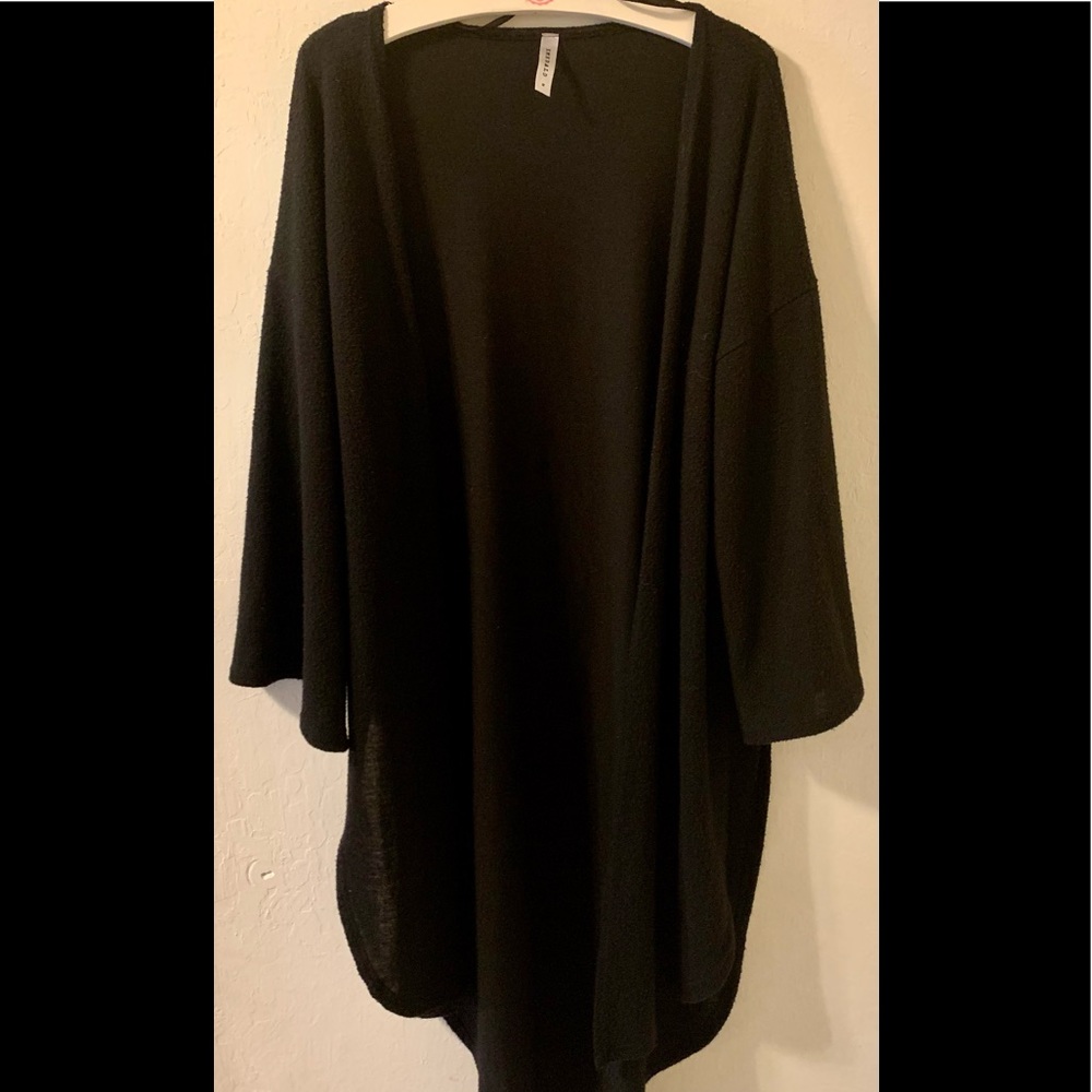 Emerald black polyester stretch kimono jacket Medium